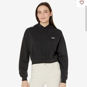 Levi’s black hooded cropped sweatshirt